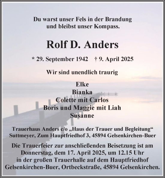 Traueranzeige von Rolf D. Anders von Tageszeitung