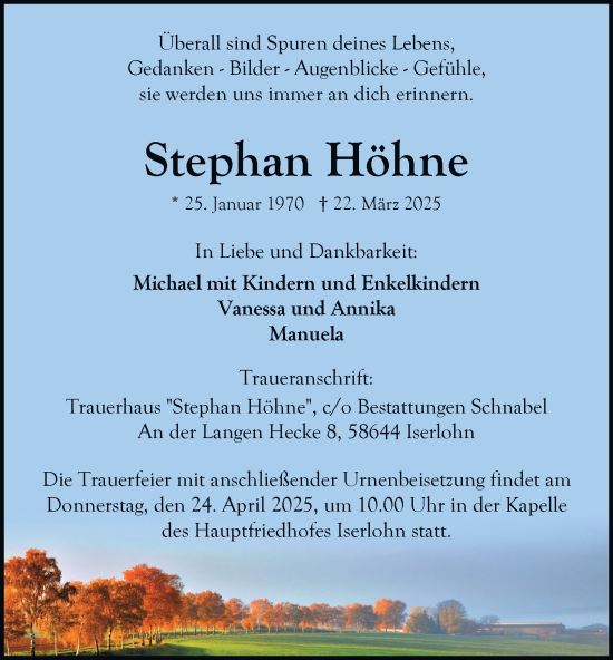 Traueranzeige von Stephan Höhne von Tageszeitung