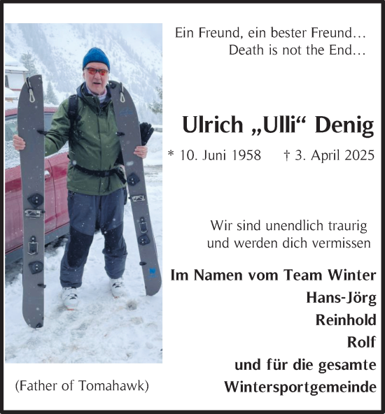 Traueranzeige von Ulrich Denig von Tageszeitung