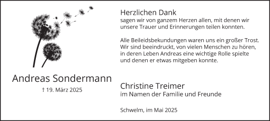 Traueranzeige von Andreas Sondermann von Tageszeitung