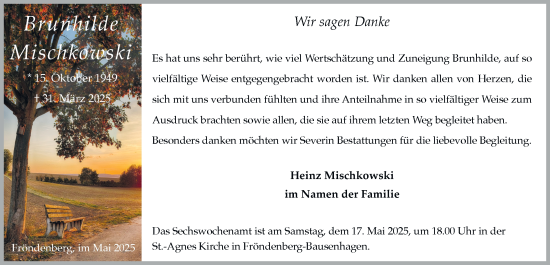 Traueranzeige von Brunhilde Mischkowski von Tageszeitung
