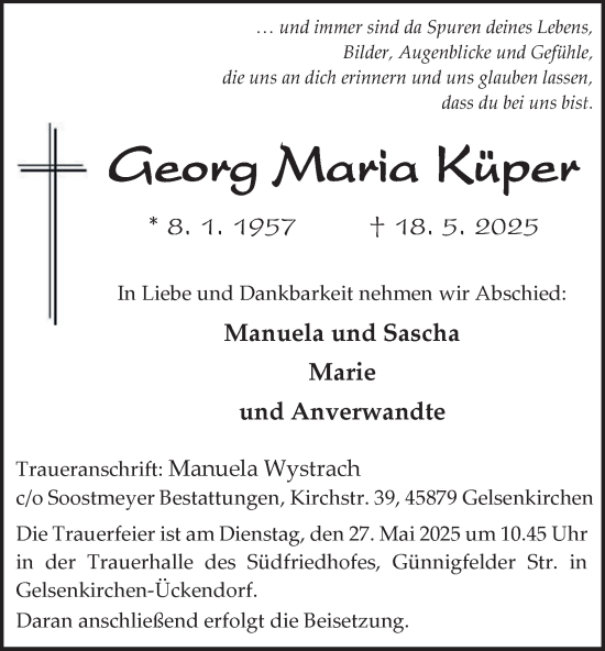 Traueranzeige von Georg Maria Küper von Tageszeitung