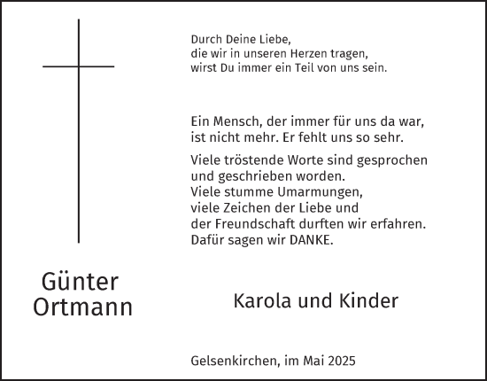 Traueranzeige von Günter Ortmann von Tageszeitung