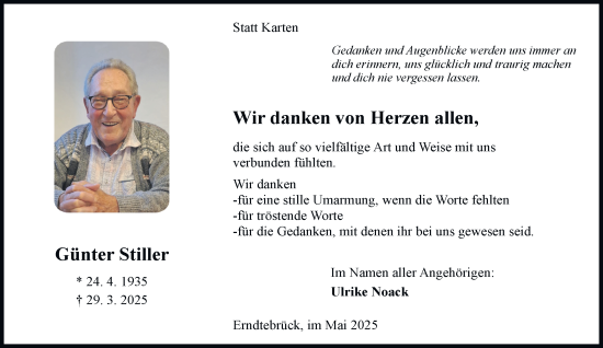 Traueranzeige von Günter Stiller von Tageszeitung