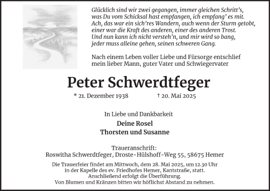 Traueranzeige von Peter Schwerdtfeger von Tageszeitung