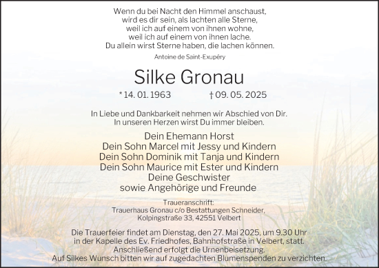Traueranzeige von Silke Gronau von Tageszeitung