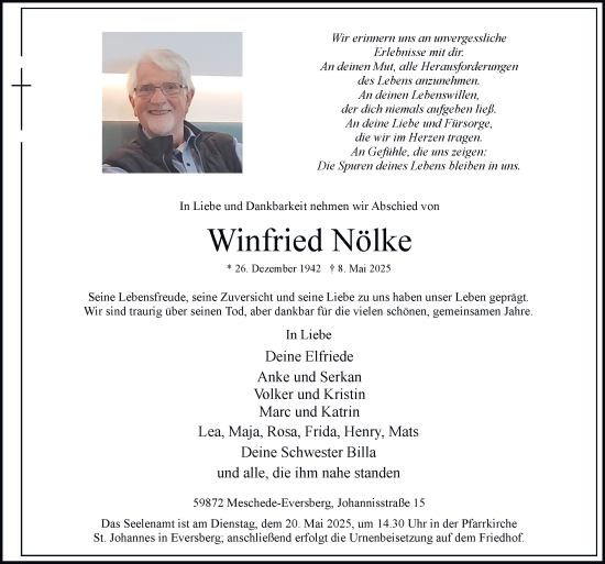 Traueranzeige von Winfried Nölke von Tageszeitung