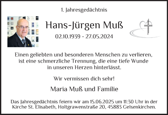 Traueranzeige von Hans-Jürgen Muß von Tageszeitung
