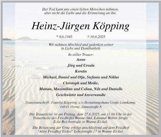 Traueranzeige von Heinz-Jürgen Köpping von Tageszeitung