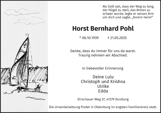 Traueranzeige von Horst Bernhard Pohl von Tageszeitung