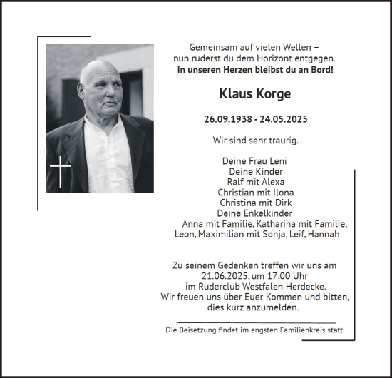 Traueranzeige von Klaus Korge von Tageszeitung