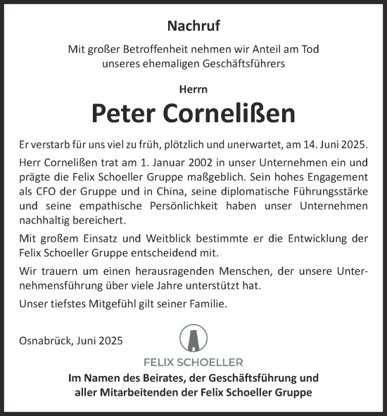 Traueranzeige von Peter Cornelißen von Tageszeitung
