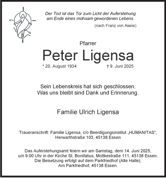 Traueranzeige von Peter Ligensa von Tageszeitung