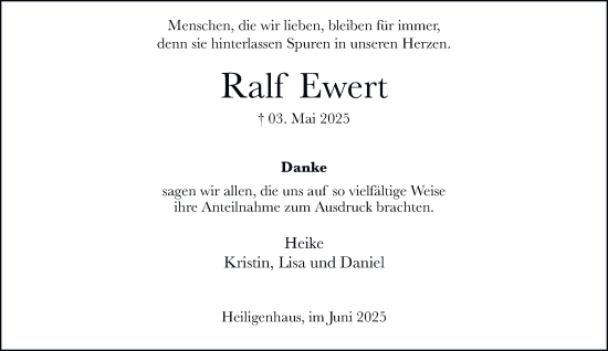 Traueranzeige von Ralf Ewert von Tageszeitung