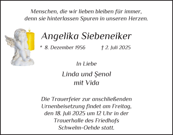 Traueranzeige von Angelika Siebeneiker von Tageszeitung