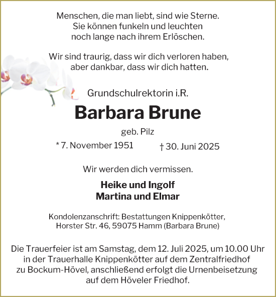 Traueranzeige von Barbara Brune von Tageszeitung