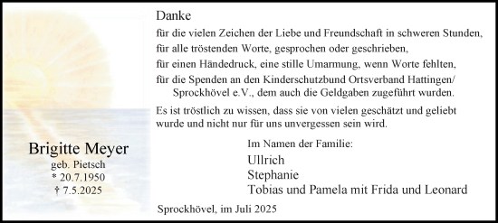 Traueranzeige von Brigitte Meyer von Tageszeitung