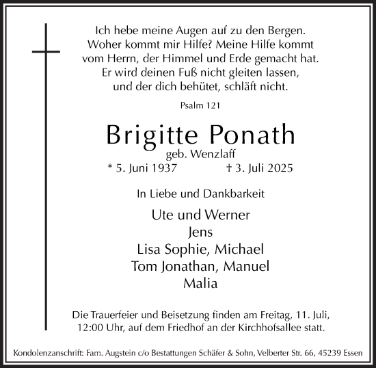Traueranzeige von Brigitte Ponath von Tageszeitung
