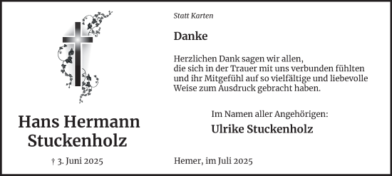 Traueranzeige von Hans Hermann Stuckenholz von Tageszeitung