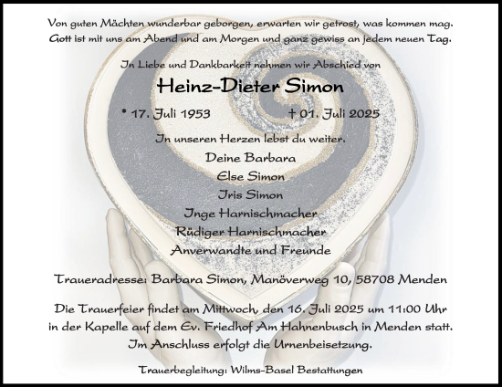 Traueranzeige von Heinz-Dieter Simon von Tageszeitung