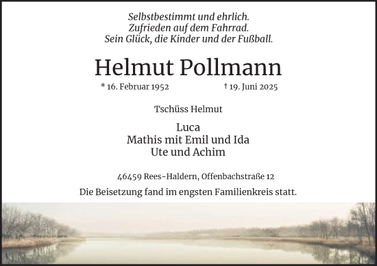 Traueranzeige von Helmut Pollmann von Tageszeitung