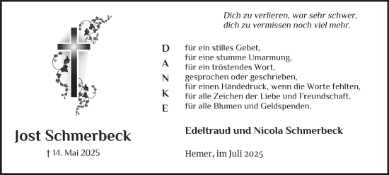 Traueranzeige von Jost Schmerbeck von Tageszeitung