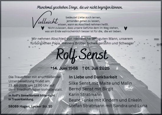 Traueranzeige von Rolf Senst von Tageszeitung