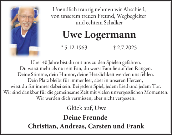 Traueranzeige von Uwe Logermann von Tageszeitung