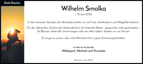 Traueranzeige von Wilhelm Smolka von Tageszeitung