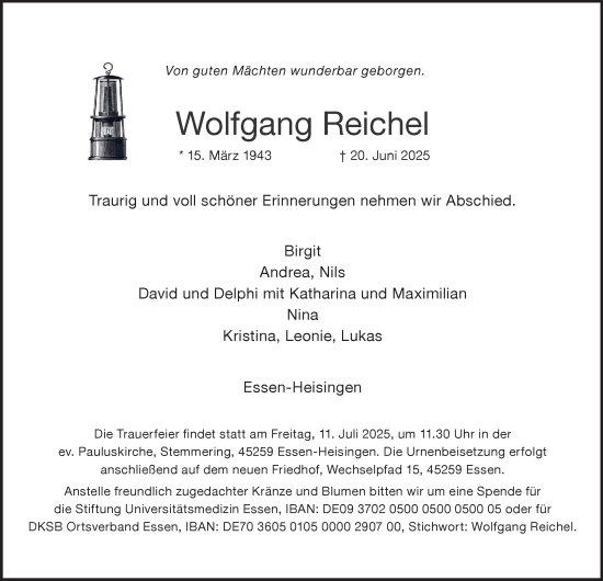 Traueranzeige von Wolfgang Reichel von Tageszeitung