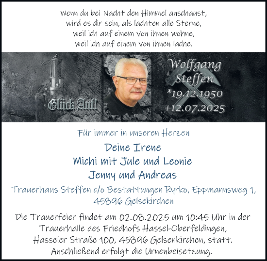 Traueranzeige von Wolfgang Steffen von Tageszeitung