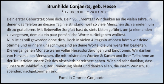 Traueranzeige von Brunhilde Conjaerts von Tageszeitung