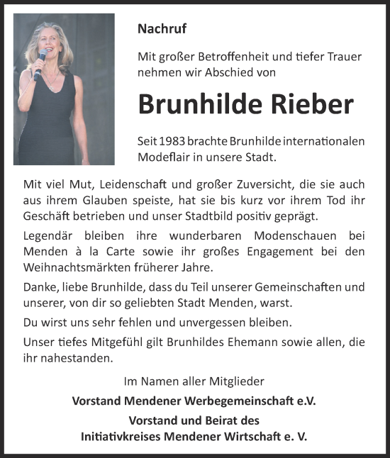 Traueranzeige von Brunhilde Rieber von Tageszeitung