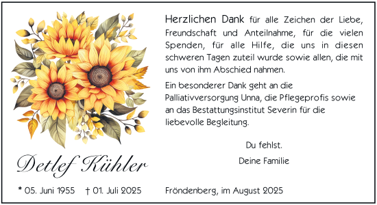 Traueranzeige von Detlef Kühler von Tageszeitung