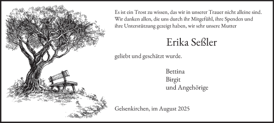 Traueranzeige von Erika Seßler von Tageszeitung