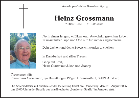 Traueranzeige von Heinz Grossmann von Tageszeitung
