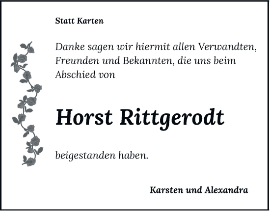 Traueranzeige von Horst Rittgerodt von Tageszeitung