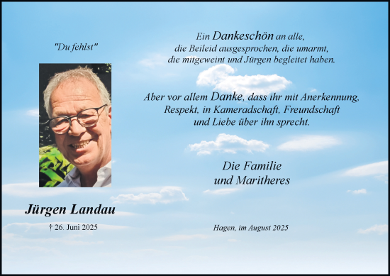 Traueranzeige von Jürgen Landau von Tageszeitung