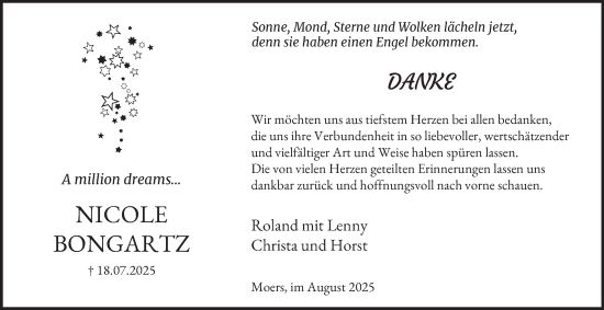 Traueranzeige von Nicole Bongartz von Tageszeitung