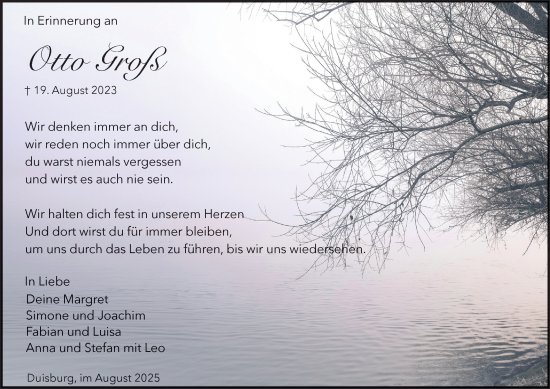 Traueranzeige von Otto Groß von Tageszeitung