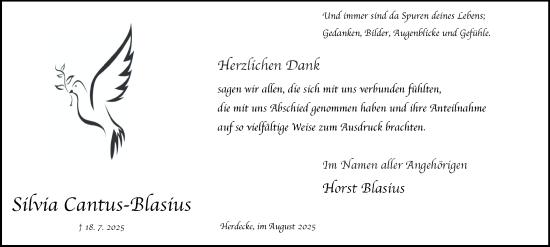 Traueranzeige von Silvia Cantus-Blasius von Tageszeitung