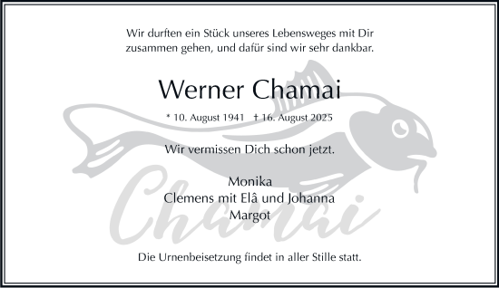 Traueranzeige von Werner Chamai von Tageszeitung