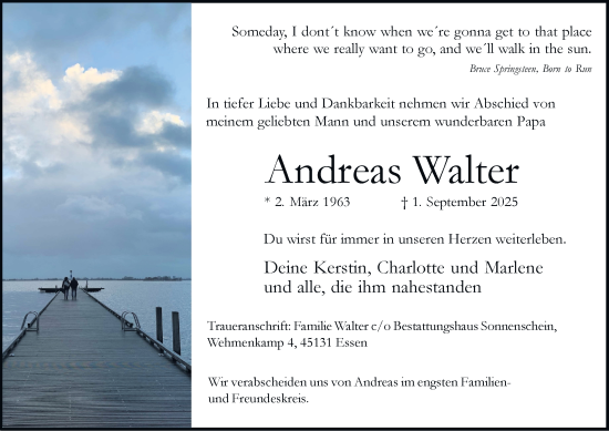 Traueranzeige von Andreas Walter von Tageszeitung