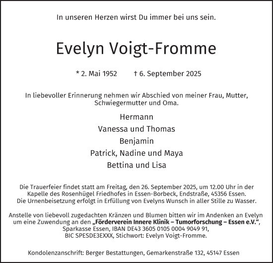 Traueranzeige von Evelyn Voigt-Fromme von Tageszeitung