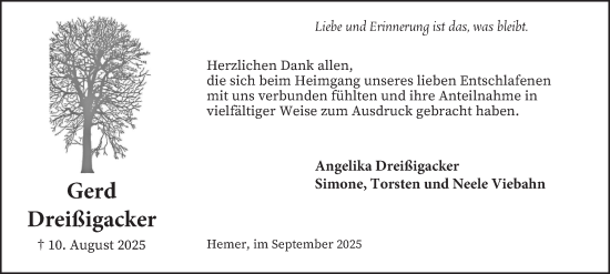 Traueranzeige von Gerd Dreißigacker von Tageszeitung