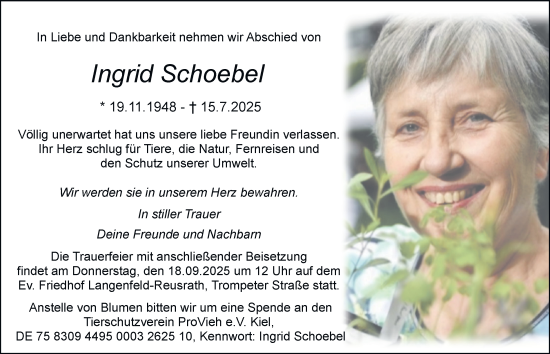 Traueranzeige von Ingrid Schoebel von Tageszeitung