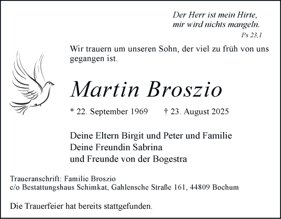 Traueranzeige von Martin Broszio von Tageszeitung