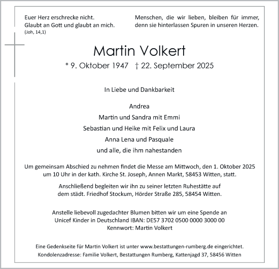 Traueranzeige von Martin Volkert von Tageszeitung