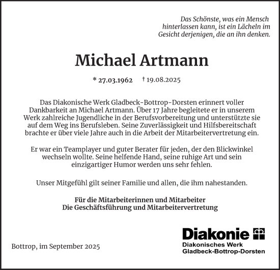 Traueranzeige von Michael Artmann von Tageszeitung