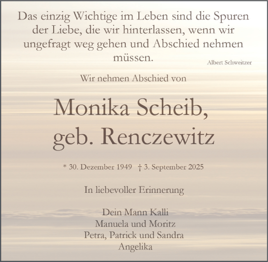 Traueranzeige von Monika Scheib von Tageszeitung